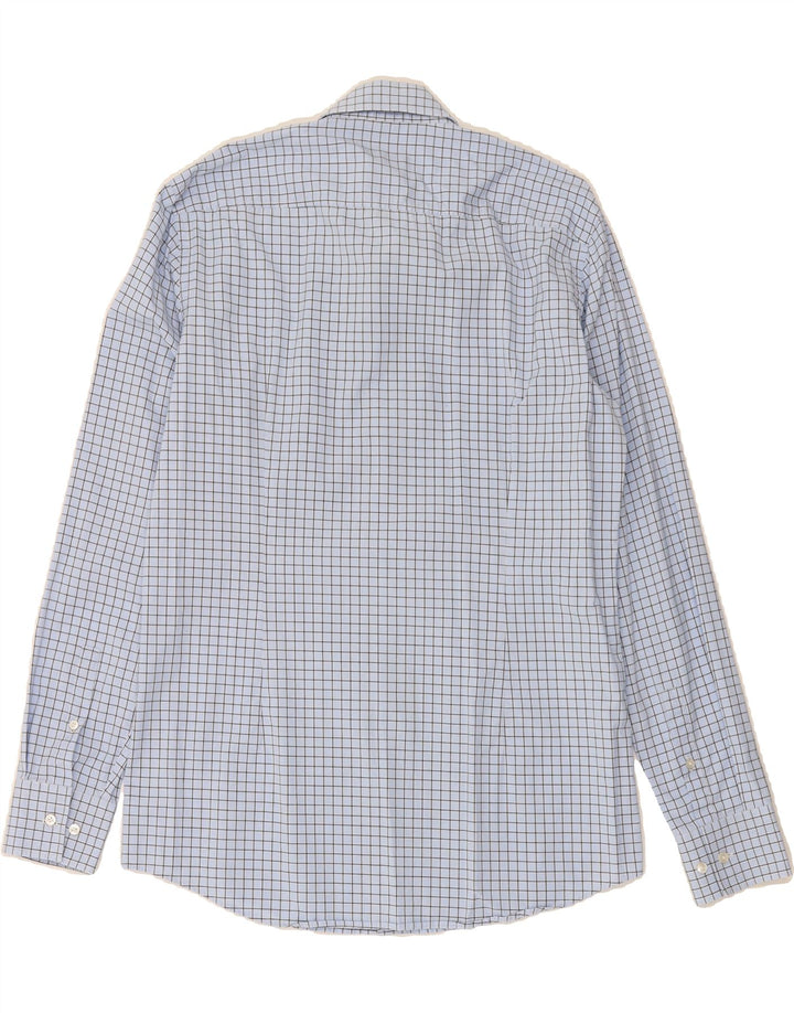 HUGO BOSS Herren Slim Fit Hemd Größe 39 15 1/2 mittelblau karierte Baumwolle