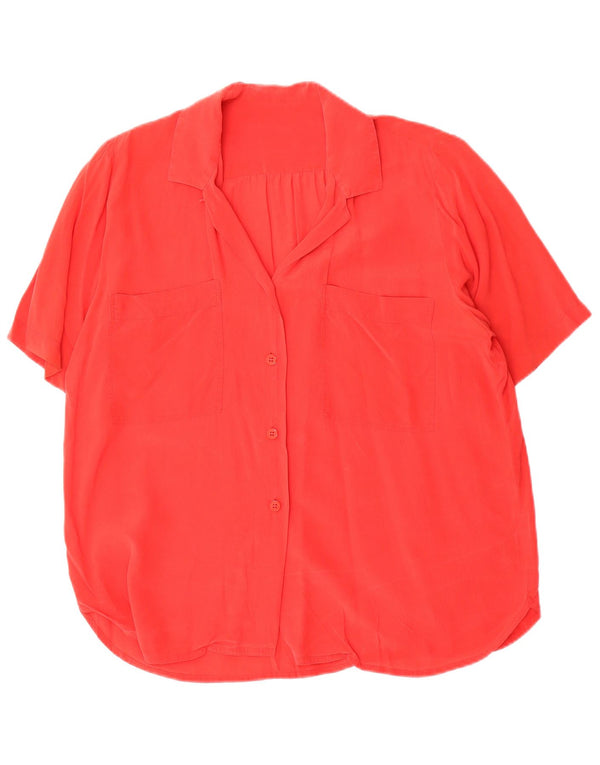 Vintage Damen Kurzarm-Hemdbluse UK 16 Large Rot