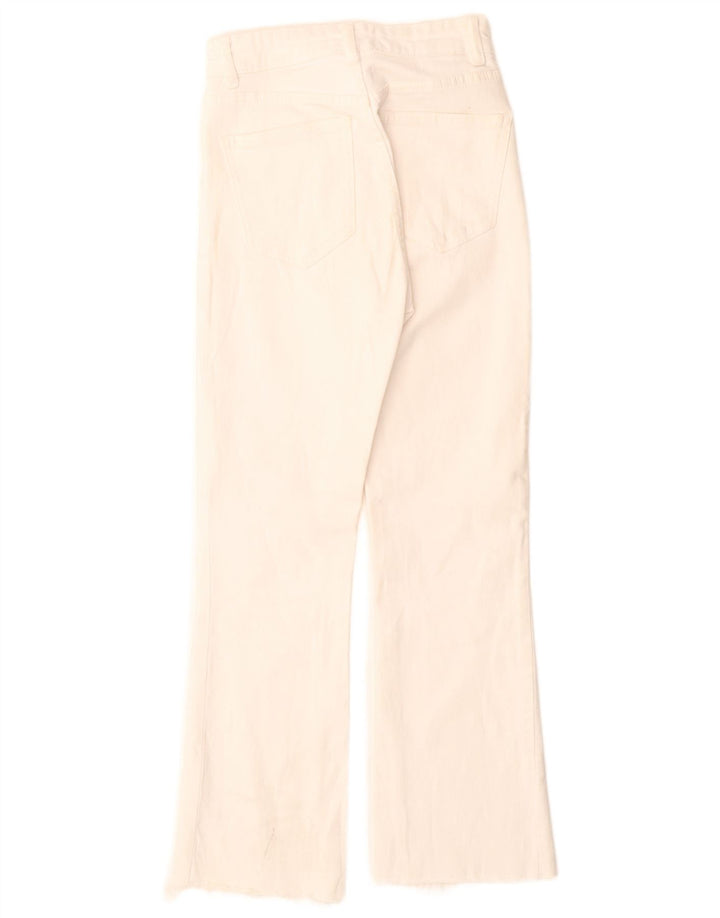 Zara Damen Distressed High Rise Bootcut Jeans EU 34 2XS W24 L26 Off White