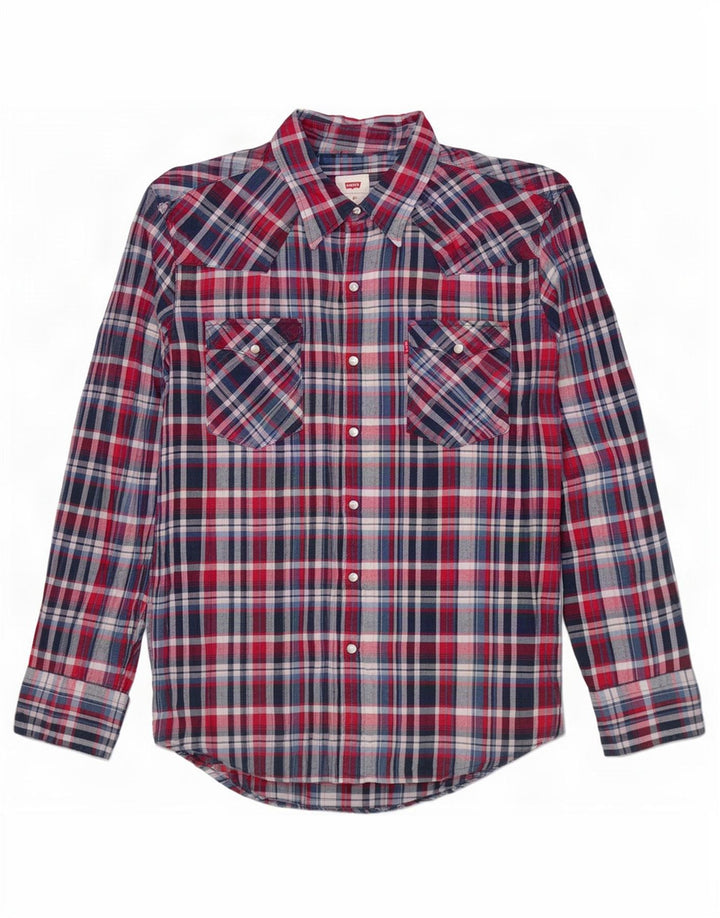 Levi's Herren-Flanellhemd, mittelrot, kariert, Baumwolle