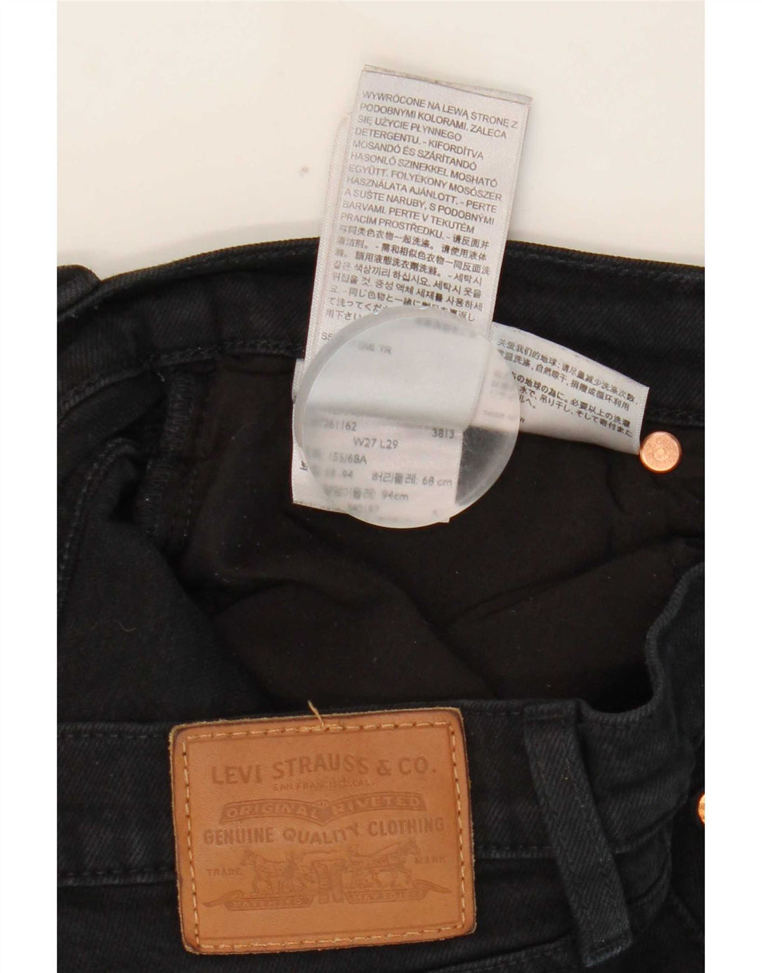 Levi's Damen Ribcage Straight Jeans W27 L29 Schwarze Baumwolle