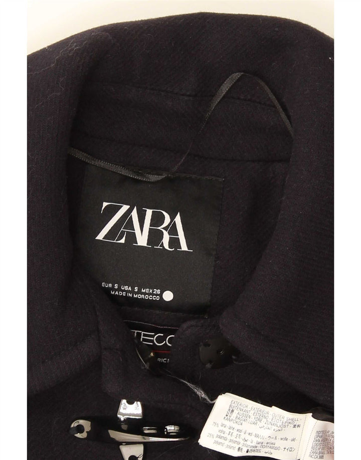 Zara Damen Übergroßer Mantel UK 10 Small Marineblaue Wolle