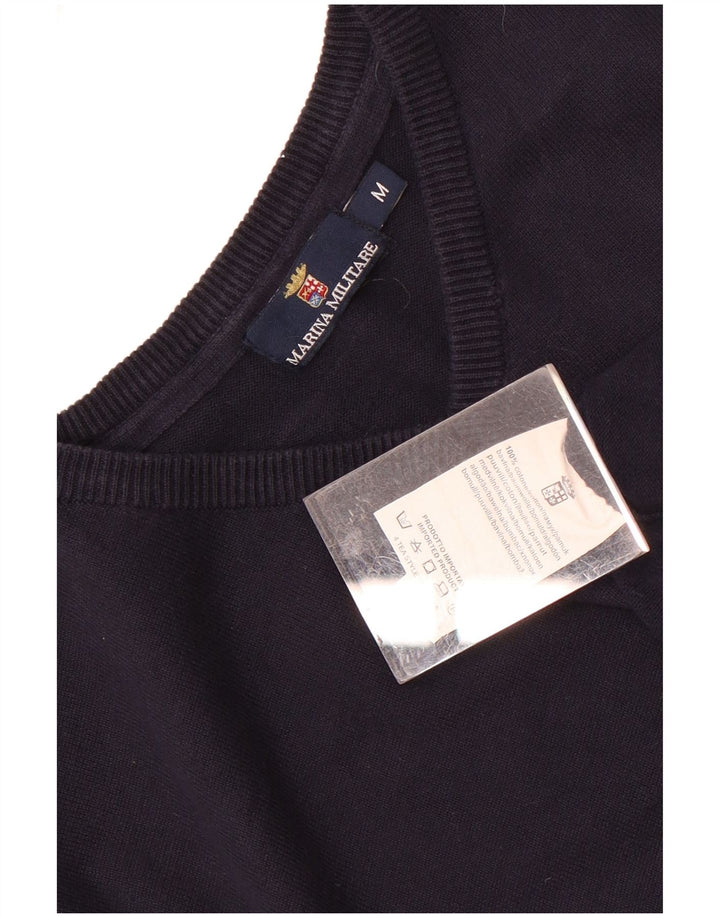Marina Militare Herren-Weste-Tanktop aus mittelblauer, marineblauer Baumwolle