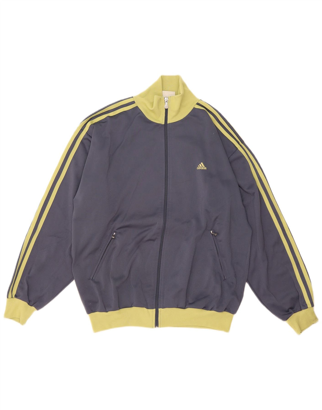 Adidas Herren-Trainingsanzug-Top-Jacke UK 38/40 Mittelgraues Colourblock-Polyester