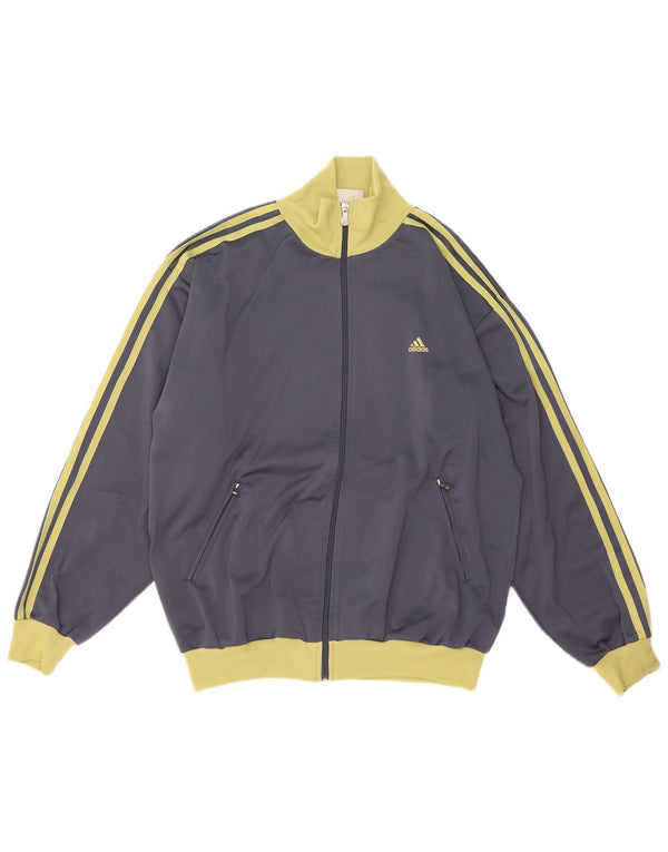 Adidas Herren-Trainingsanzug-Top-Jacke UK 38/40 Mittelgraues Colourblock-Polyester