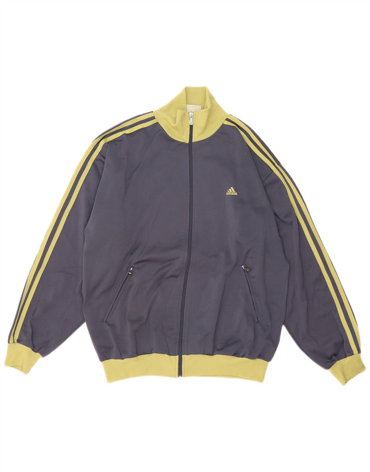 Adidas Herren-Trainingsanzug-Top-Jacke UK 38/40 Mittelgraues Colourblock-Polyester