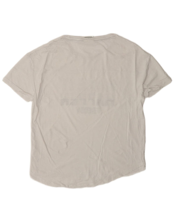 Freddy Damen-T-Shirt in Übergröße mit Grafik, UK 10, Größe S, weiße Baumwolle