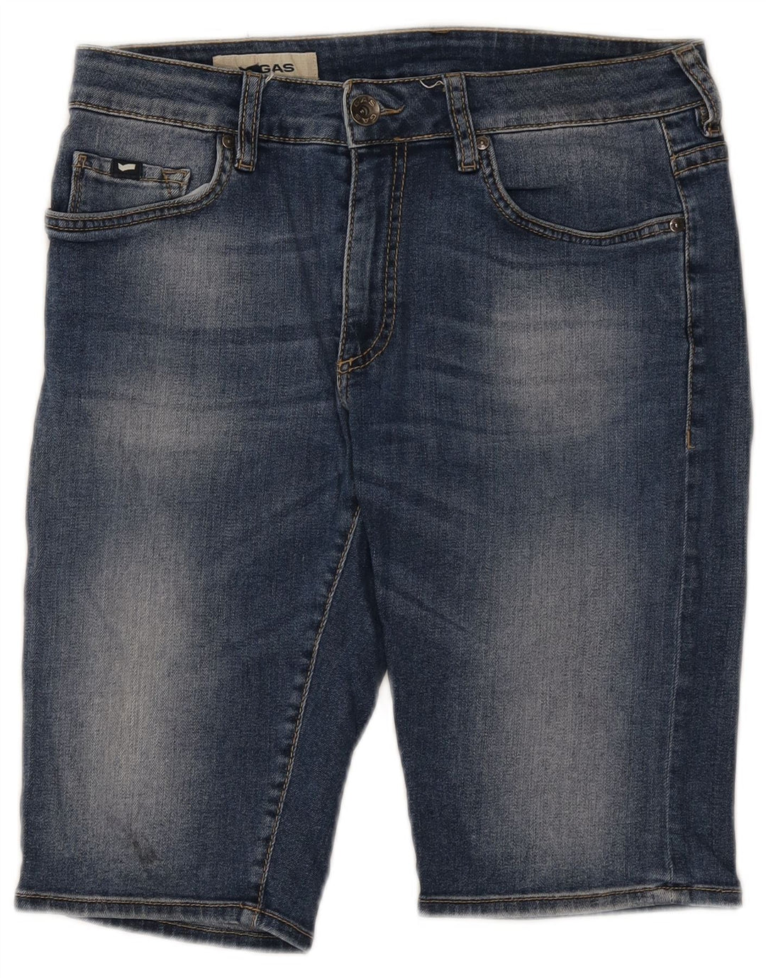 Gas Herren Jeansshorts W33 mittelblaue Baumwolle