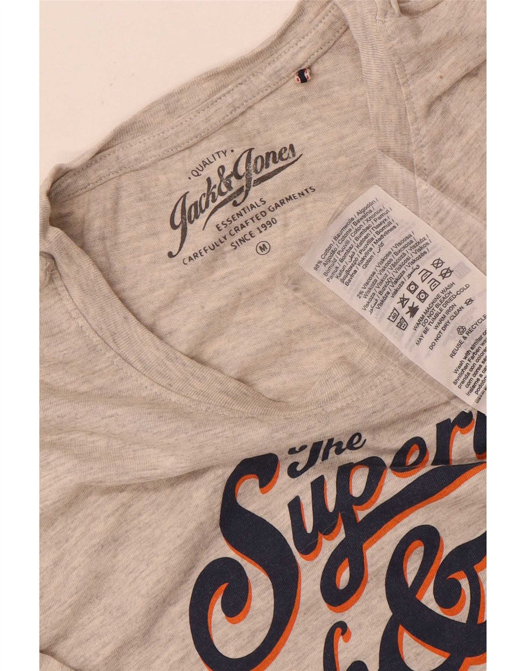 Jack & Jones Herren-T-Shirt mit Grafik, mittelgrau gesprenkelte Baumwolle