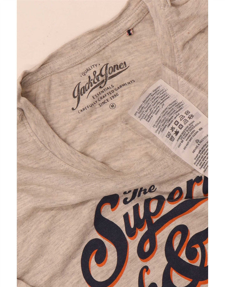 Jack & Jones Herren-T-Shirt mit Grafik, mittelgrau gesprenkelte Baumwolle