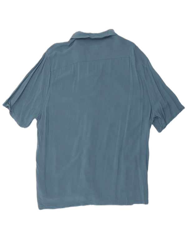 All Saints Herren-Hemd mit entspannter Passform, 2XL, blaue Viskose