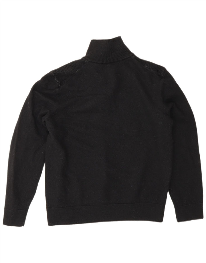 HUGO BOSS Womens Zip Neck Jumper Sweater UK 16 Large Black Virgin Wool Vintage Hugo Boss and Second-Hand Hugo Boss from Messina Hembry 