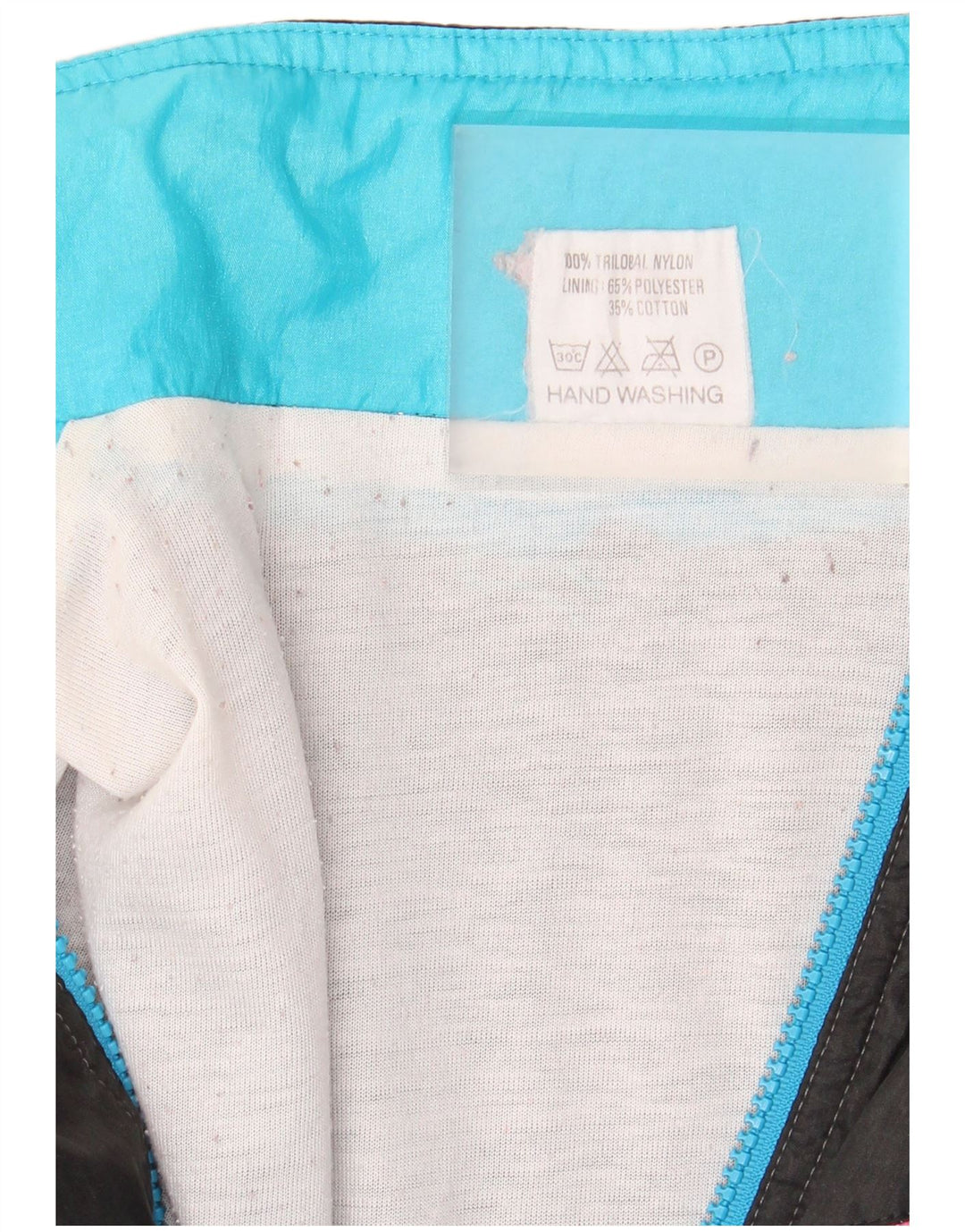 Vintage Herren-Trainingsanzug-Top-Jacke aus mittelblauem Colourblock-Nylon