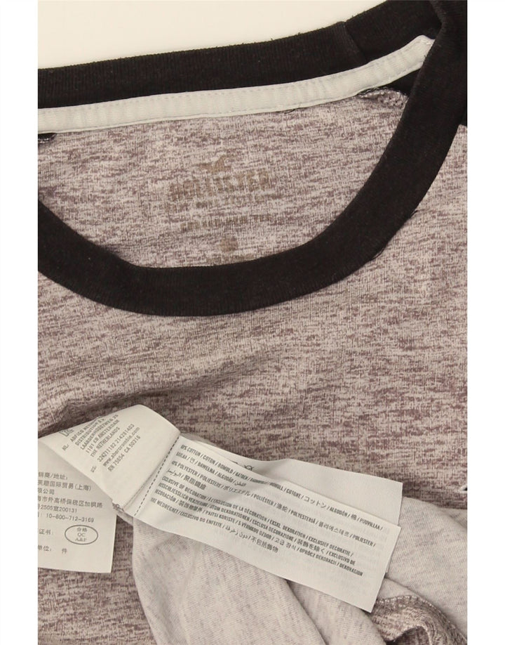 Hollister Herren-Grafikoberteil aus langärmliger, mittelgrauer Colourblock-Baumwolle