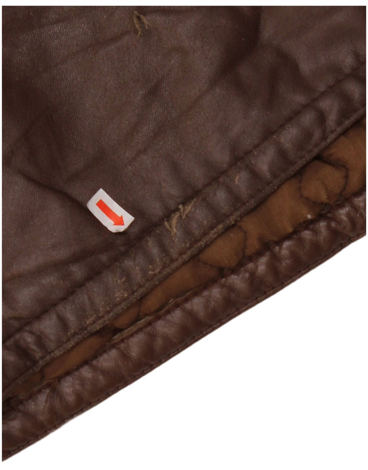 VINTAGE Herren Lederjacke IT 56 3XL Braun