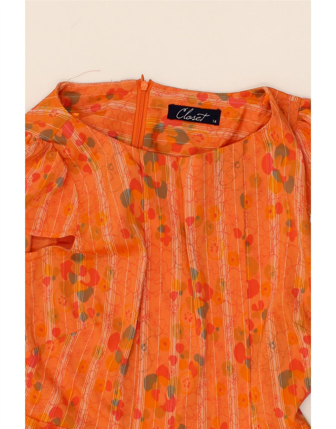 CLOSET Womens Sheath Dress UK 14 Medium  Orange Striped Polyester Vintage CLOSET and Second-Hand CLOSET from Messina Hembry 