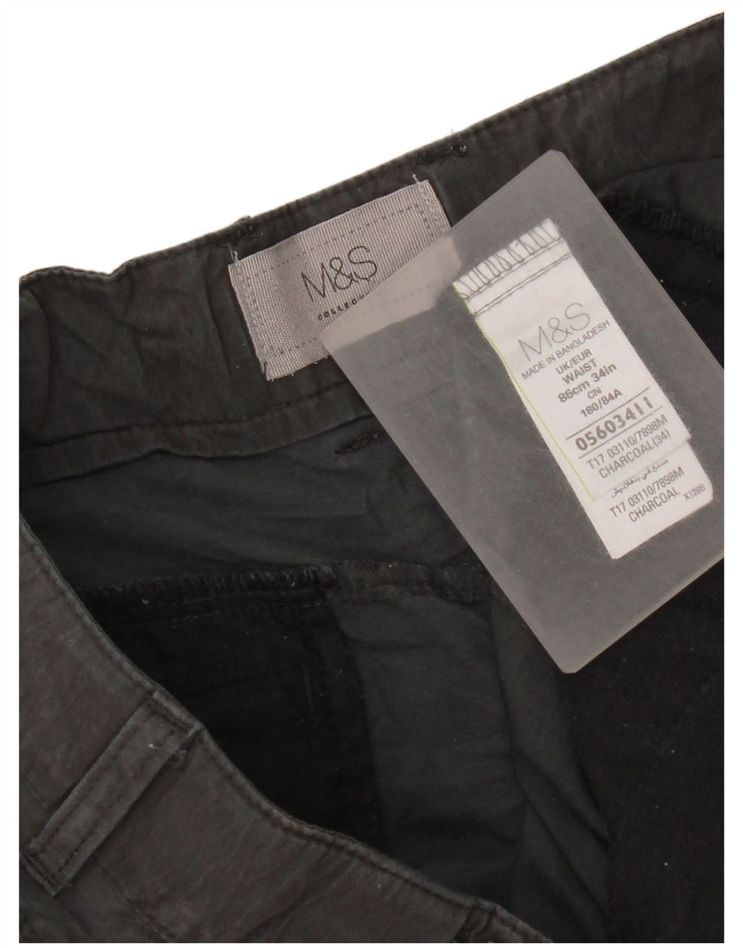 Marks & Spencer Herren Cargoshorts W34 Large Grau Baumwolle
