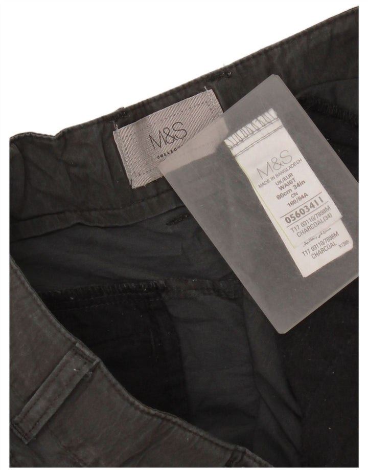 Marks & Spencer Herren Cargoshorts W34 Large Grau Baumwolle