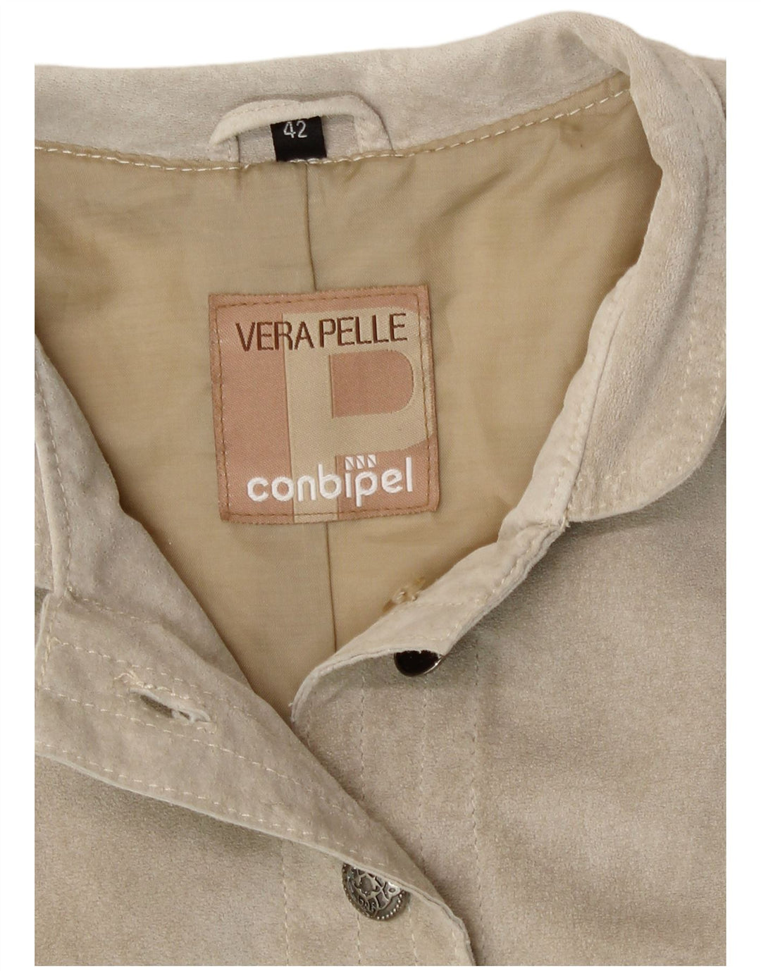 Conbipel Damen Wildlederjacke IT 42 Medium Beige Leder