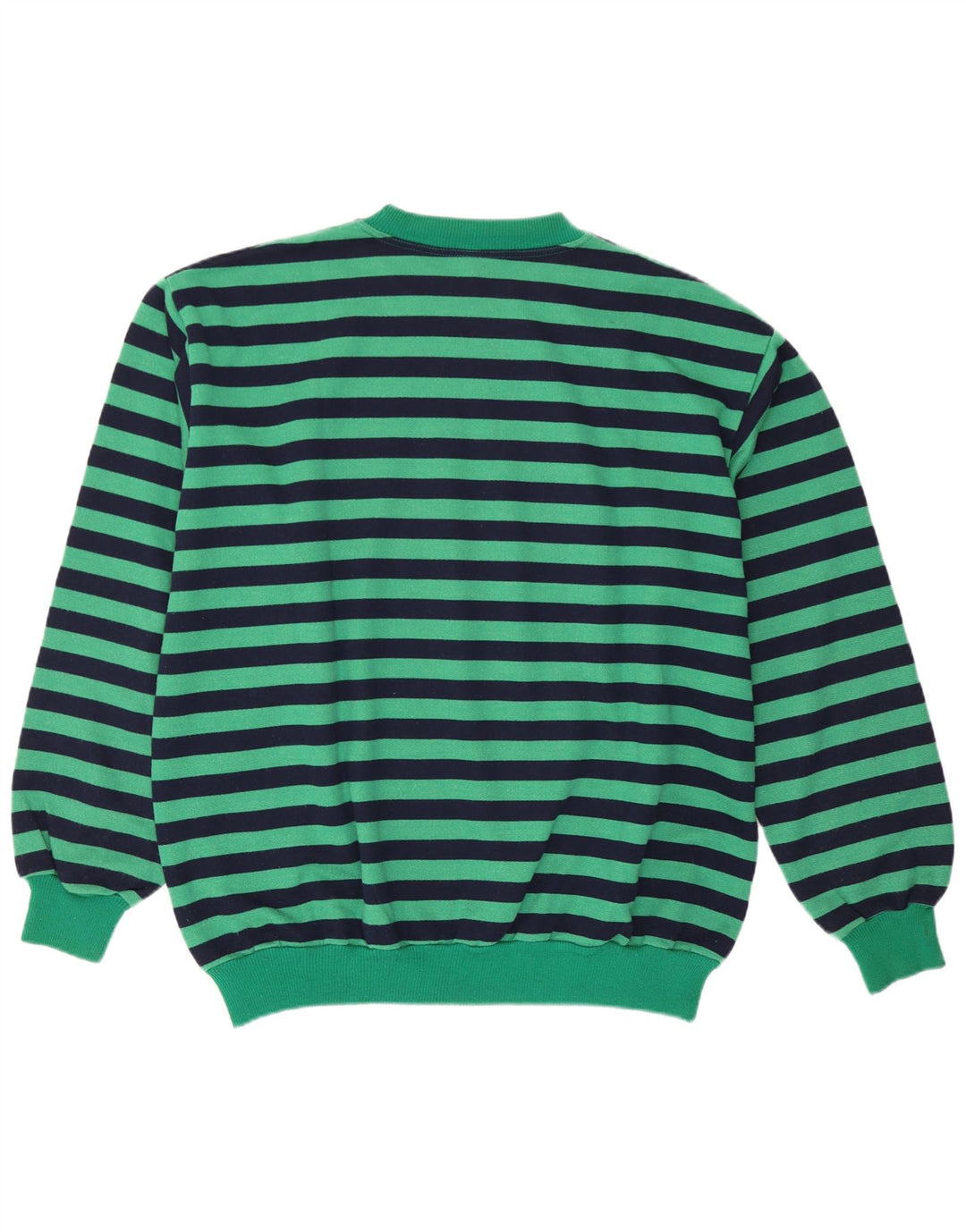 Vintage Herren Sweatshirt Pullover große grün gestreifte Baumwolle
