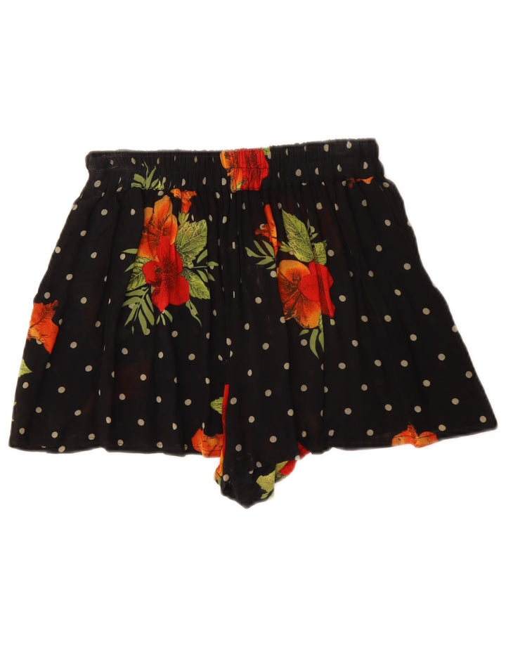 BYBLOS Damen-Hotpants mit hoher Taille, Größe 38, XS, W26, Viskose mit schwarzem Blumenmuster