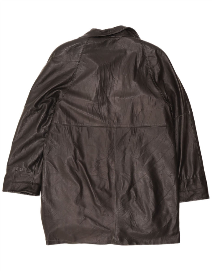 Vintage Damen Ledermantel UK 16 Large Schwarz