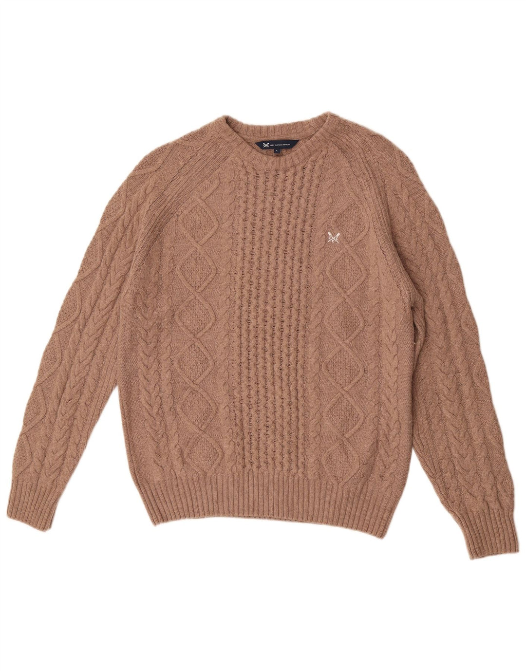 Crew Clothing Herren-Pullover mit Rundhalsausschnitt, groß, braune Viskose
