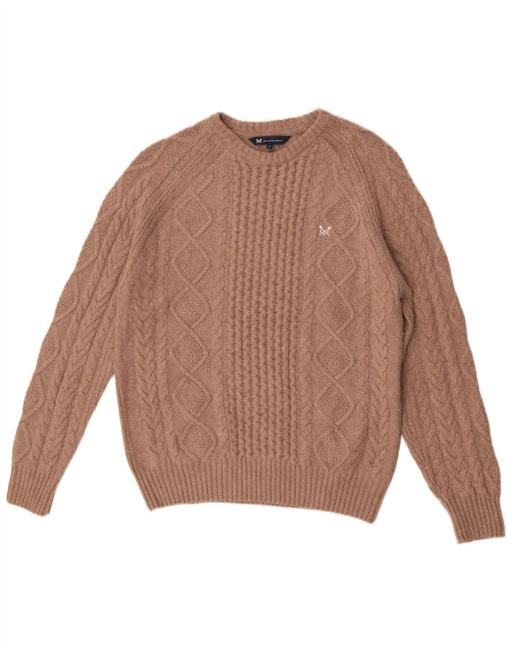 Crew Clothing Herren-Pullover mit Rundhalsausschnitt, groß, braune Viskose