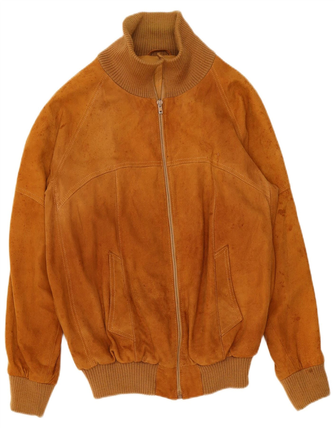 Vintage Herren Wildleder Bomberjacke IT 50 Großes Beige Leder