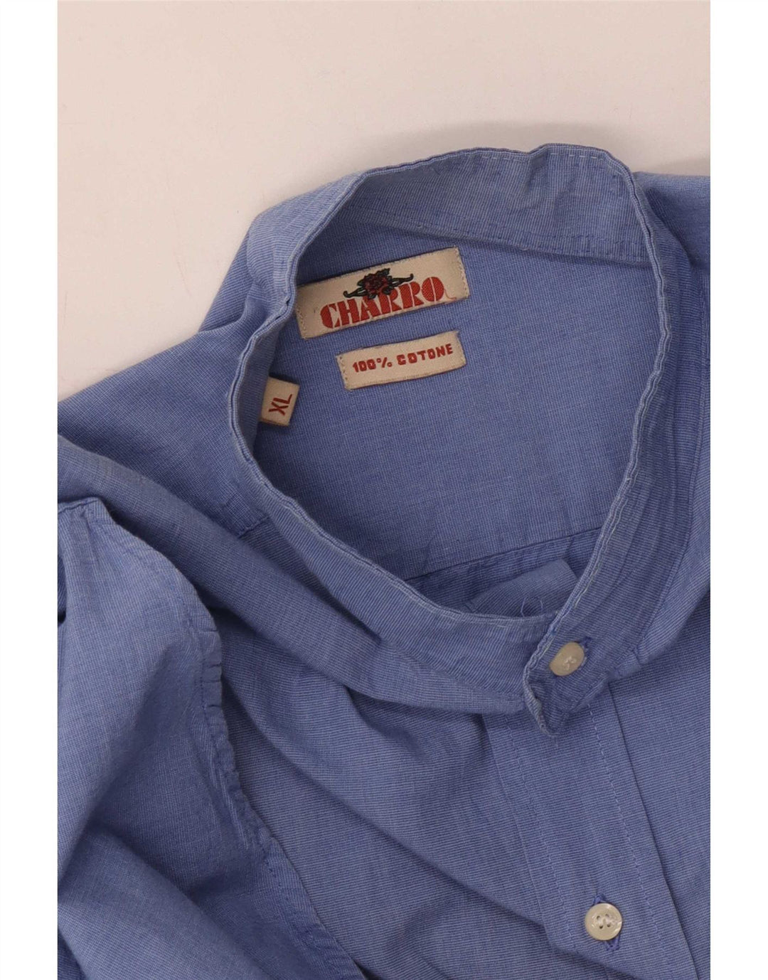 Charro Herrenhemd XL, blaue Baumwolle