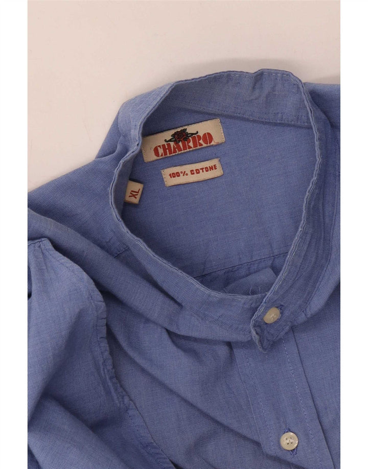 Charro Herrenhemd XL, blaue Baumwolle