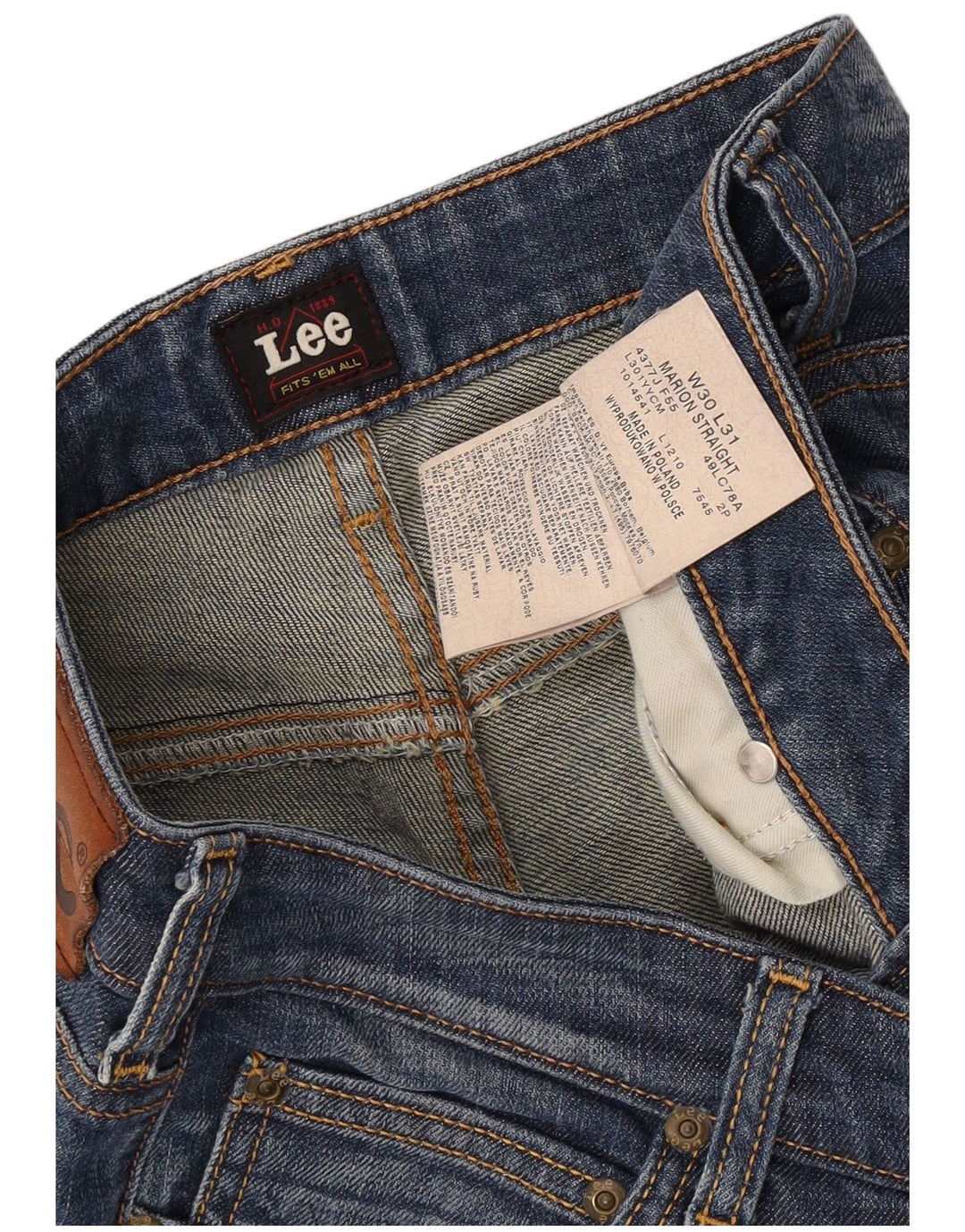 Lee Herren Marion Straight Jeans W30 L31 Blaue Baumwolle