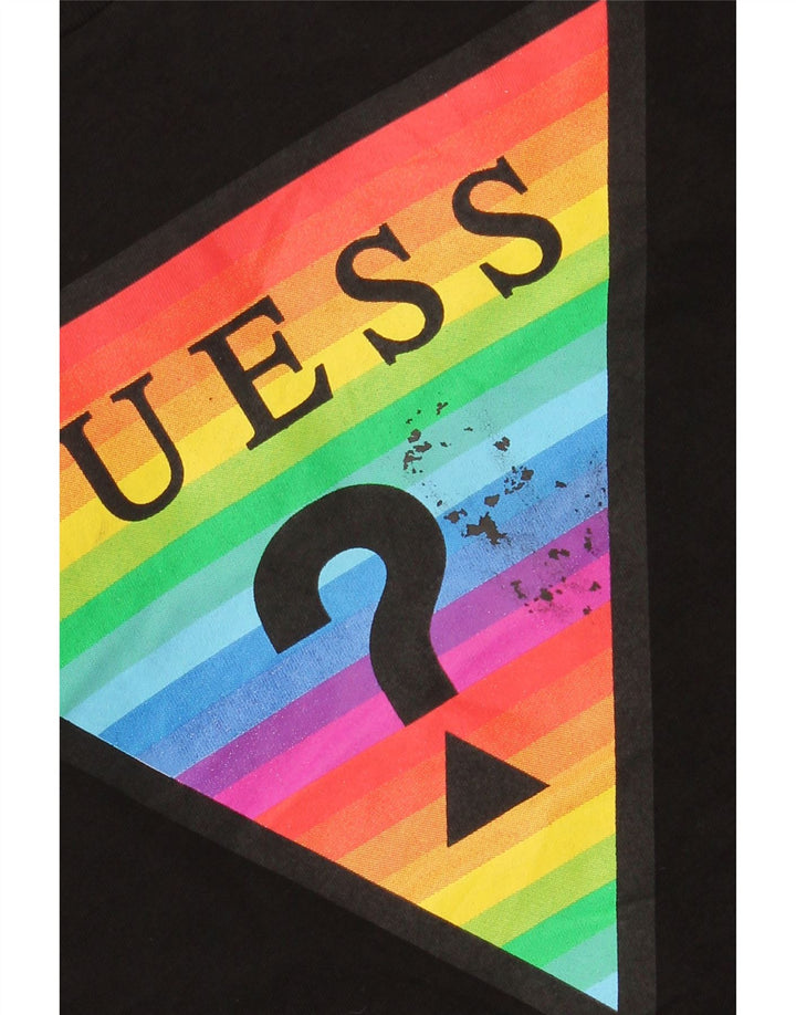 Guess Herren-Top mit Grafik, groß, aus schwarzer Baumwolle