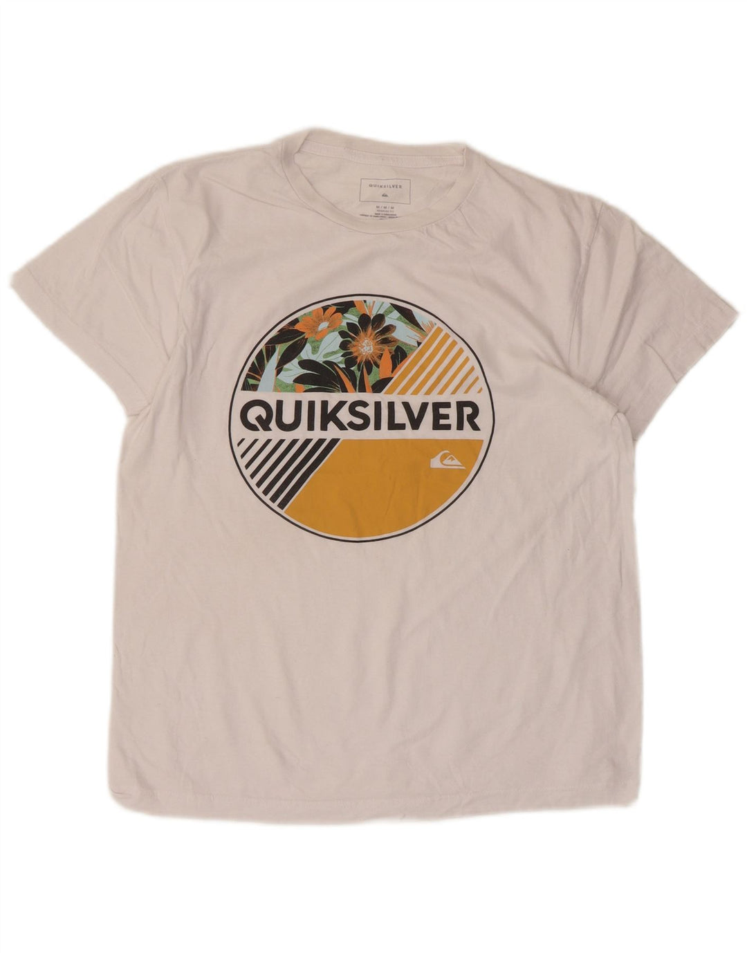 Quiksilver Womens Regular Fit Graphic T-Shirt Top UK 14 Mittelweiße Baumwolle