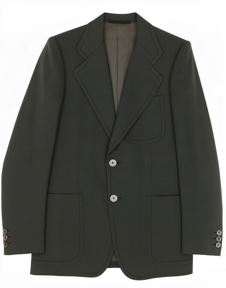 Marzotto Herren-Blazer mit 2 Knöpfen, IT 48, mittelgrüne Schurwolle