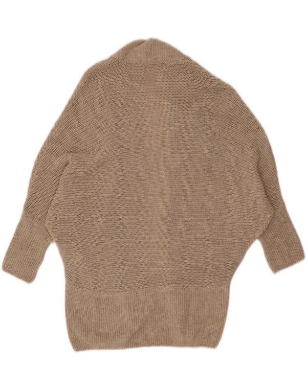Zara Damen Batwing Open Cardigan Pullover UK 10 Small Beige Baumwolle