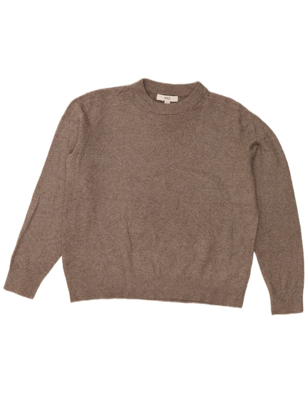 Marks & Spencer Damen-Pullover mit Rundhalsausschnitt, UK 14, Mittelgrau, Polyester