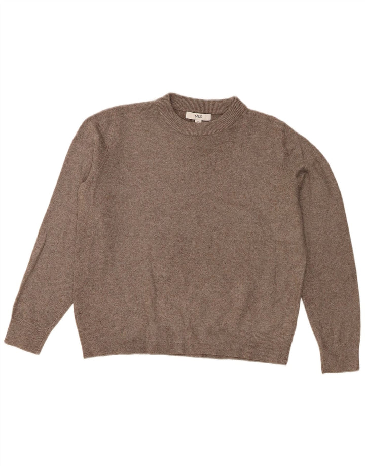 Marks & Spencer Damen-Pullover mit Rundhalsausschnitt, UK 14, Mittelgrau, Polyester