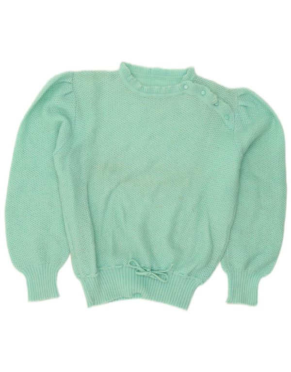 Vintage Damen Rundhalspullover Pullover UK 14 Groß Türkis