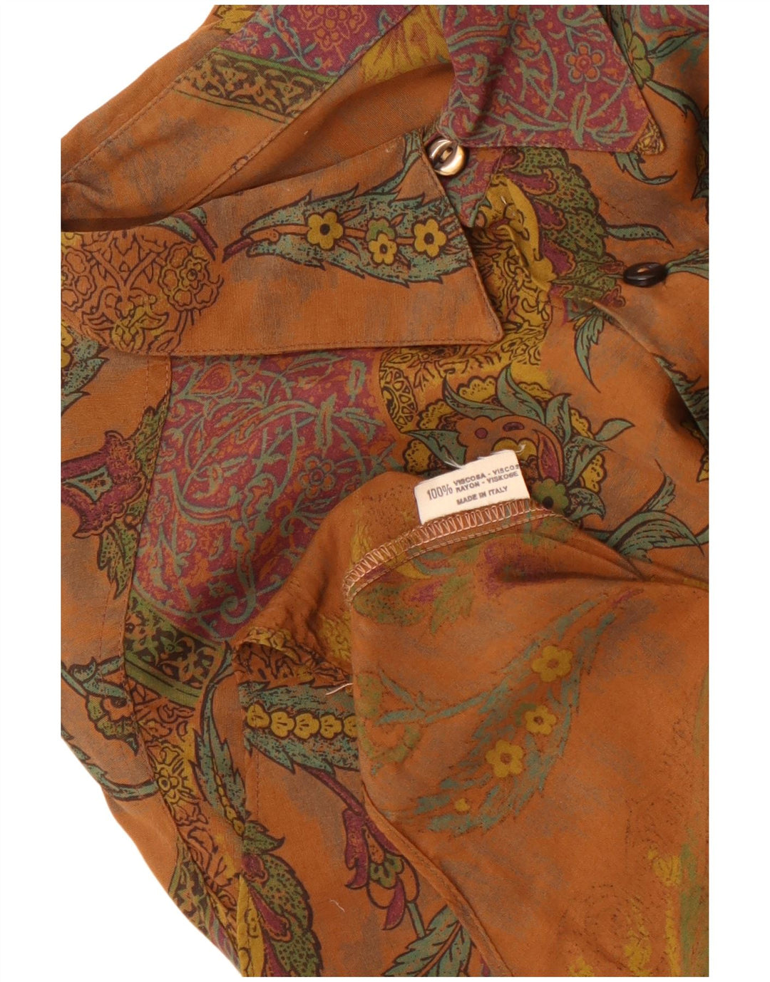 Vintage Herrenhemd Große braune Viskose mit Blumenmuster