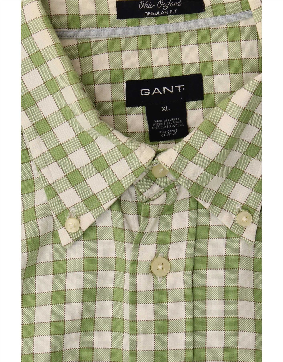 Gant Herren-Hemd mit normaler Passform, XL, grün, Gingham-Baumwolle