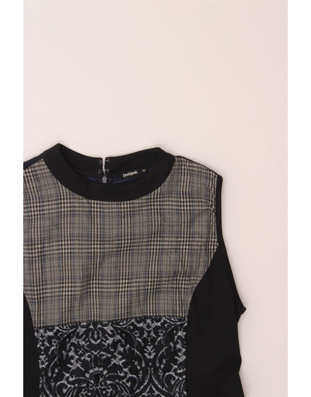 DESIGUAL Womens Sleeveless Sheath Dress EU 46 XL Navy Blue Patchwork Vintage Desigual and Second-Hand Desigual from Messina Hembry 