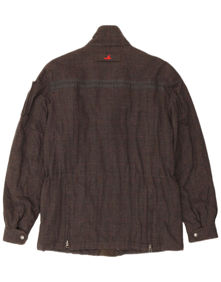 Museum Herren-Windbreaker-Jacke, UK 40, große braune Hahnentritt-Baumwolle