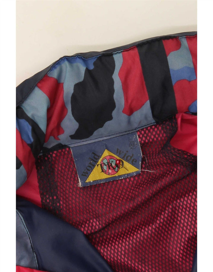 Vintage Herren Regenjacke mit Kapuze UK 38 Medium Marineblau Colourblock Nylon