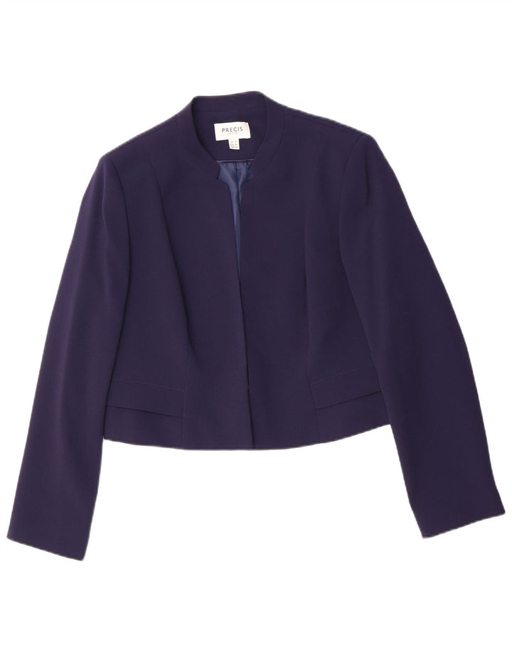 PRECIS Damen Crop Open Blazer Jacke UK 14 Medium Marineblau Polyester