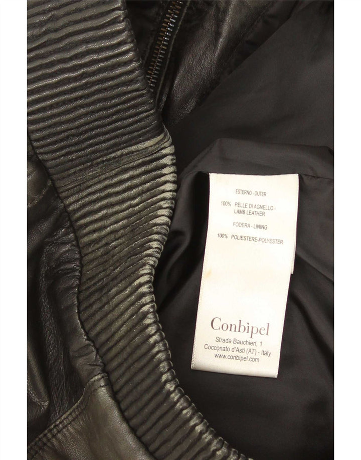 Conbipel Damen Bomber-Lederjacke IT 44 Mittelschwarzes Leder