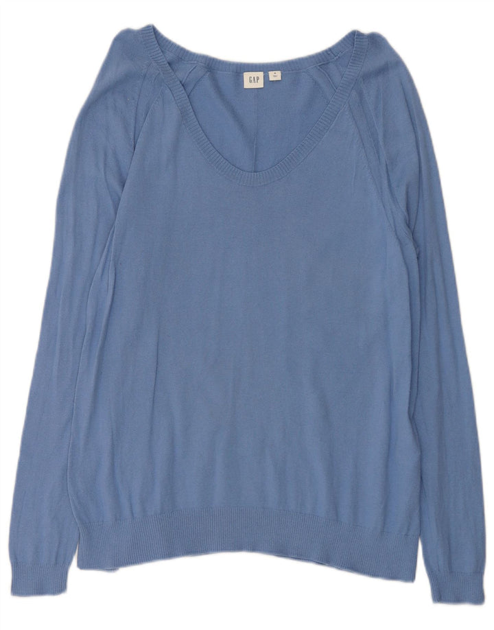Gap Damen-Pullover mit V-Ausschnitt, UK 14, mittelblaue Baumwolle