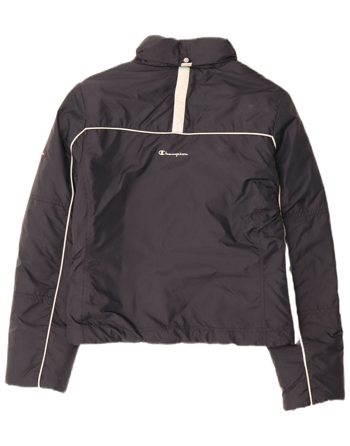 Champion Womens Hooded Wattierte Jacke UK 10 Small Schwarz Polyamid