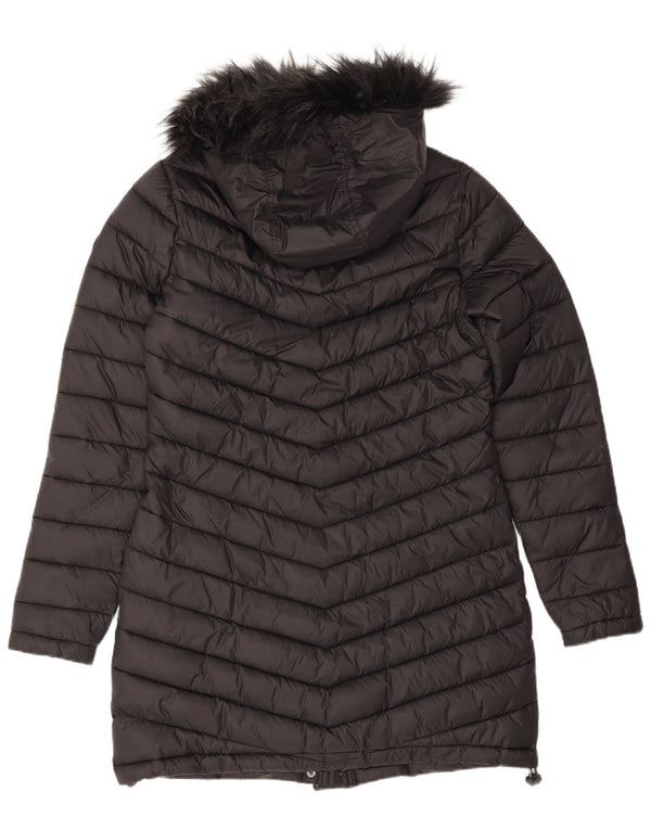 Superdry Wattierter Mantel mit Kapuze für Damen, UK 14, Mittelschwarzes Nylon