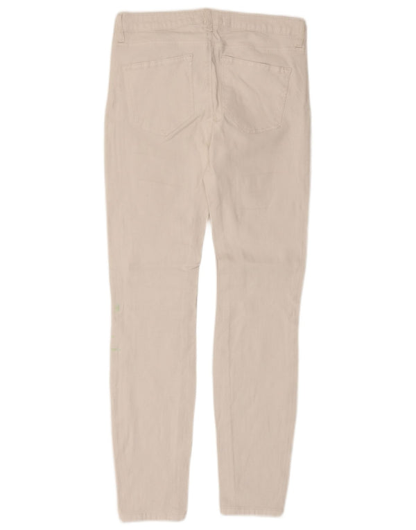 Zara Damen Slim Freizeithose EU 36 XS W26 L27 Weiße Baumwolle